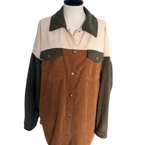 Altr’d State Colorblock Corduroy Button-Up Shacket